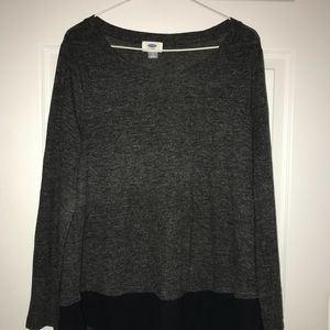 grey long sleeved shirt sheer black at the bottom